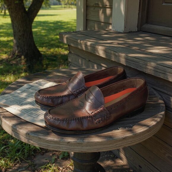 Cole Haan Mens size 11 GrandOS Leather Pinch Penny Loafer Shoes Brown Excellent - Picture 3 of 11